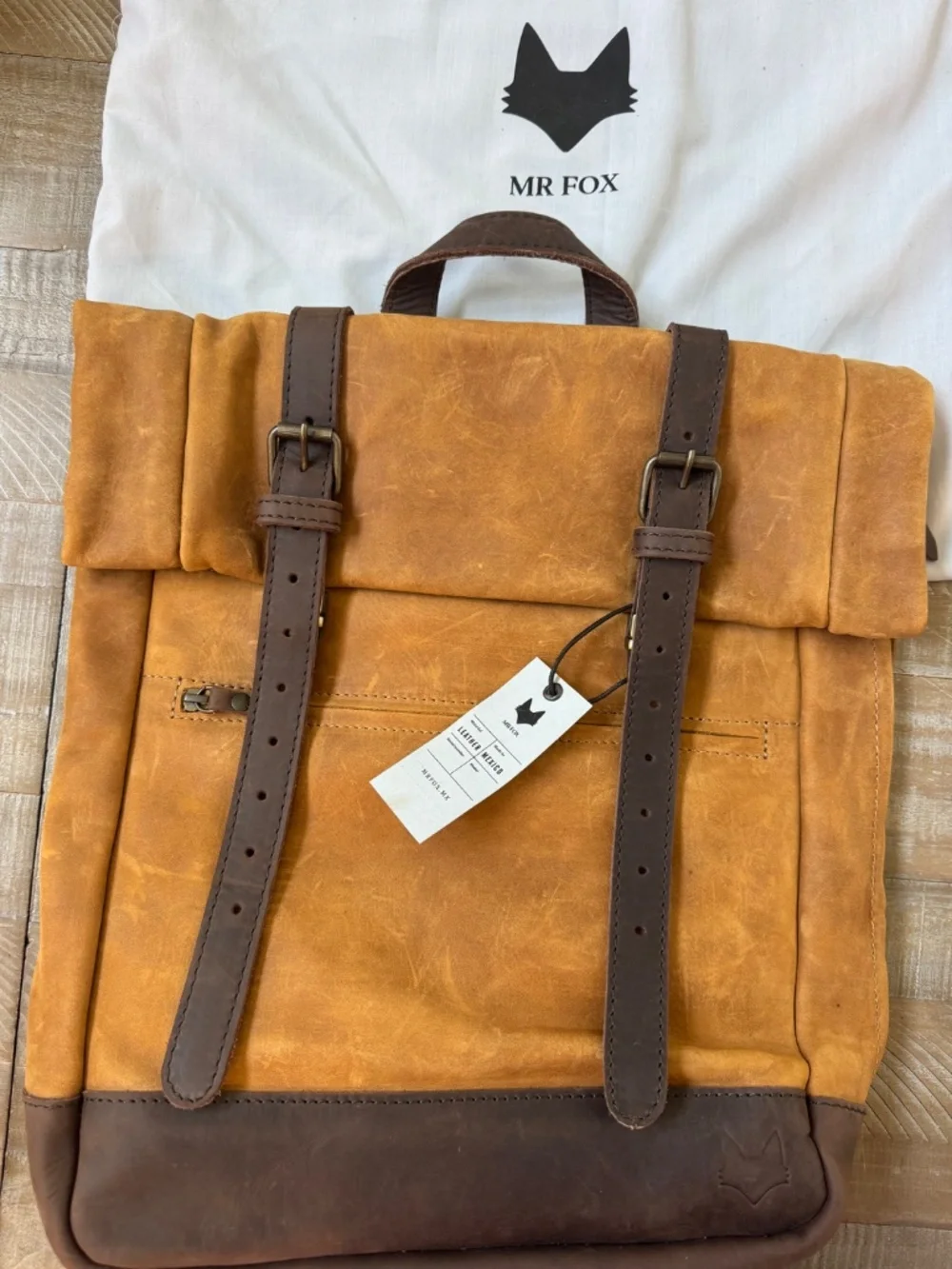 Mr Fox leather backpack handmade Mexico - Picture 4 of 6